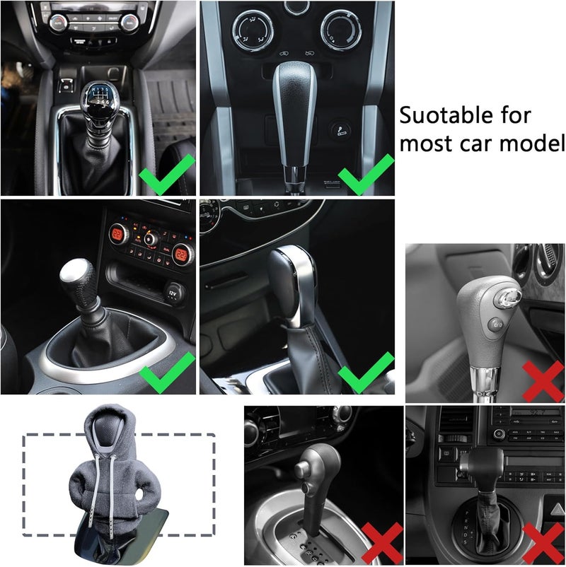 vvag Gear Shift Hoodie,Universal Shift Knob Hoodie, 4.7 Inch Car Shifter Stick Protector Decoration, Funny Hoodie Car Gear Shift Cover, Auto Interior Accessories Shifter Hoodie (Grey) - Image 4
